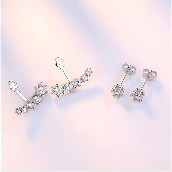 Sterling Silver CZ Stud Earrings - Picture 4 of 5